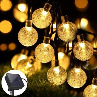 Dây đèn led bi bọt năng lượng mặt trời chống nước trang trí sân vườn ban công hàng rào ngoài trời decor quán cafe