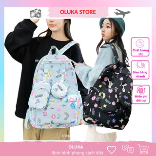 Balo nữ đi học du lịch đẹp nhiều ngăn chống nước thời trang dễ thương vải polyester OLUKA  BL048