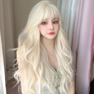 SÓNG NƯỚC LAYER NGUYÊN ĐẦU MÀU BẠCH KIM- Sẵn như ảnh 100%- kèm lưới- ngôi lệch phồng mới, có mảng da đầu như tóc thật