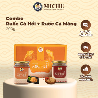 Combo 100g Ruốc Cá Hồi & 100g Ruốc Cá Măng Ăn Liền Michu Tinh Hoa Của Thiên Nhiên Việt Nam