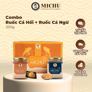 Combo 100g Ruốc Cá Hồi & 100g Ruốc Cá Ngừ Ăn Liền Michu Tinh Hoa Của Thiên Nhiên Việt Nam