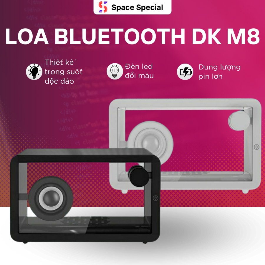 Loa bluetooth DK M8 2 loa đèn leb công suất lớn không dây âm thanh siêu hay bass khỏe Bảo hành 1 đổi 1