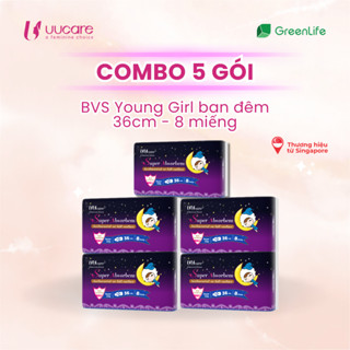 Combo tiết kiệm băng vệ sinh UUcare Singapore Young Girl ban đêm 36cm 8 miếng