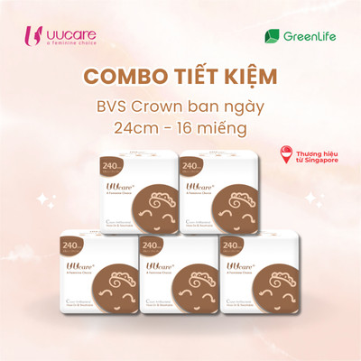 Combo Băng vệ sinh UUcare Singapore Crown siêu thấm ban ngày 24cm 16 miếng