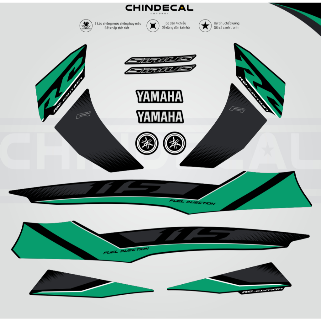 Tem rời SIRIUS FI Mẫu  RC  Nhiều lựa chọn màu ( Tem 3 lớp cao cấp chống nước chống bay màu 219 613002 )