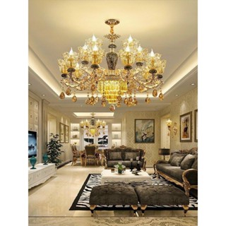 [HÀNG LOẠI I] Đèn chùm pha lê tân cổ điển 15 tay LED XANH,Đèn chùm phòng khách biệt thự nhà hàng khách sạn tặng kèm bóng