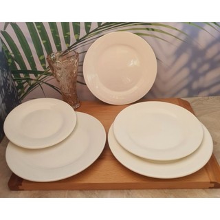 Combo 10 dĩa trắng sứ cạn các size 6",7",8",9",10",12