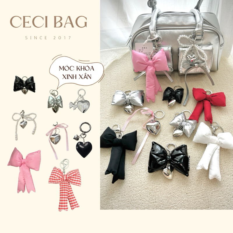 Móc khóa nơ charm nơ gắn balo gắn túi phụ kiện gắn túi CECIBAG