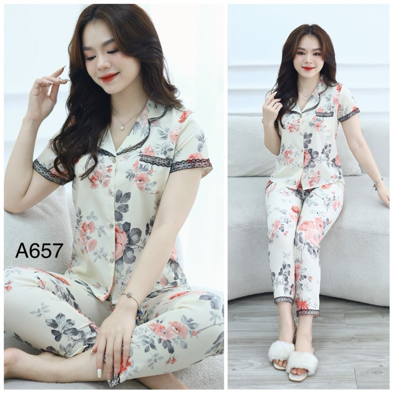 ( NEW ) Bộ Đồ Ngủ Nữ Pijama Quần dài tay Dài Họa Tiết Đẹp Chất Lụa Cao Cấp Thoáng Mềm, Thấm Hút Co G