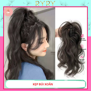 Tóc giả búi phủ xoăn đuôi ngựa, tóc giả kẹp ngoặm xoăn cho nữ trẻ trung năng động - Phụ kiện RYRY