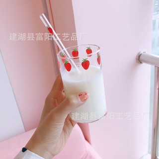 Ống hút thủy tinh trong suốt hình quả dâu cute, ngộ nghĩnh, dùng làm quà tặng, uống cafe, sữa, sinh tố, trà, nước ép,..
