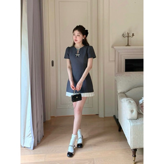 Váy nữ xinh tiểu thư sang chảnh, đầm nữ dự tiệc phong cách Hàn Quốc HANNA9 851 nơ cổ tay cộc