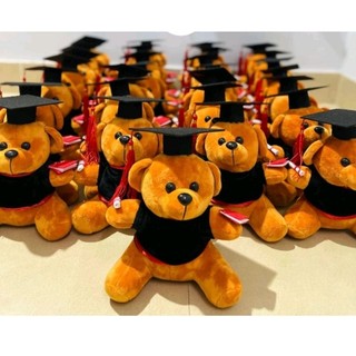Gấu tốt nghiệp lông trơn size 20cm có 2 màu giao màu ngẫu nhiên