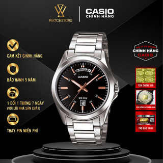 Đồng Hồ Nam Casio MTP-1370D-1A2VDF Quartz Mặt Kính Khoáng 39.8mm Dây và Vỏ Kim Loại Thép Không Gỉ Chống Nước Chính Hãng