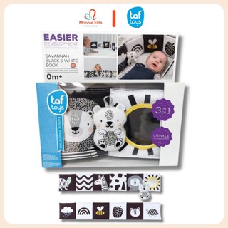 Sách vải Taf Toys Savannah Black & White Book cho bé, đồ chơi kích thích thị giác - Monnie Kids
