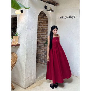 Đầm midi hai dây xếp li chất linen [Một Mẩu House]