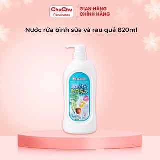 Nước rửa bình sữa, núm vú và rau qủa Chuchu Baby Nhật Bản 820ml chính hãng