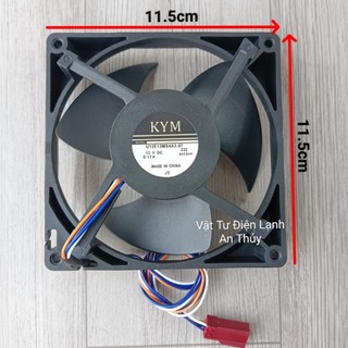 Quạt tủ lạnh hitachi 12v 4 dây kích thước 12,5cm x 12,5cm hãng kym