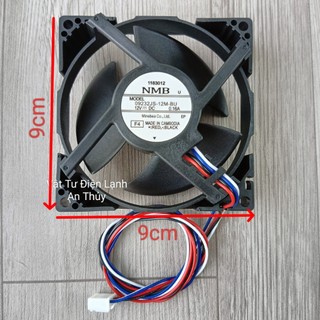 Quạt tủ lạnh sharp 12v 4 dây kích thước 9cm x9cm model 09232js-12m -bu