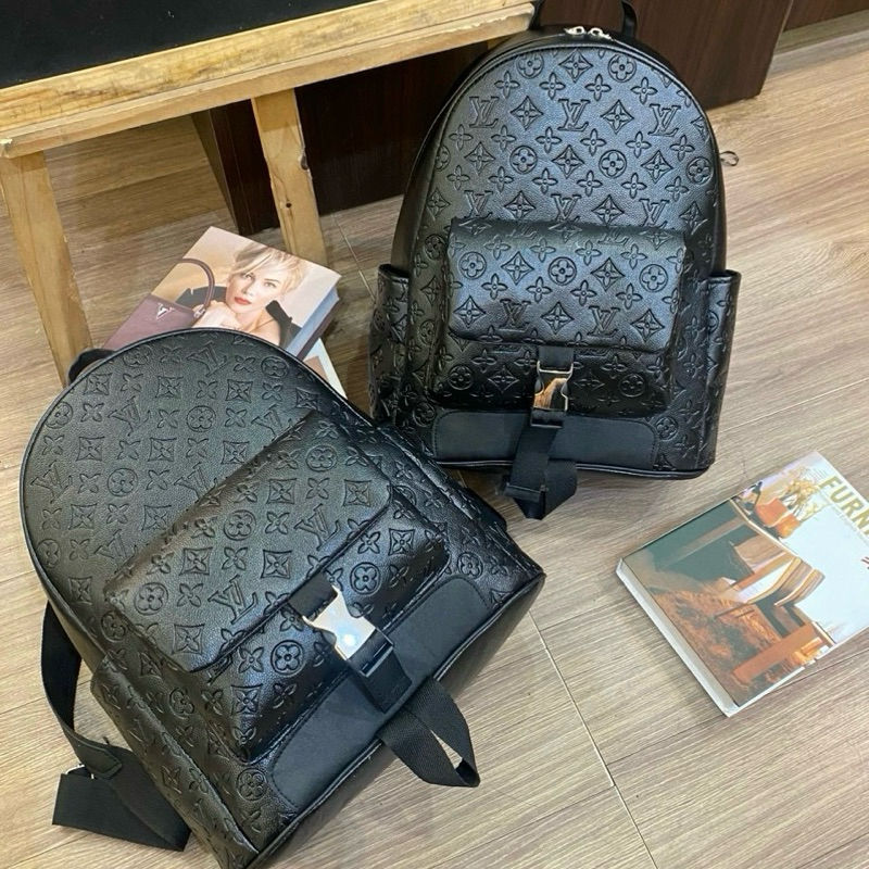 Ba Lô Lv nam nữ phối khóa cài hai màu đen trắng size 40 đi học đi chơi