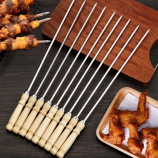 Xiên nướng thịt Inox, Xiên Inox chuôi gỗ, Que xiên nướng thịt - Model: XN39