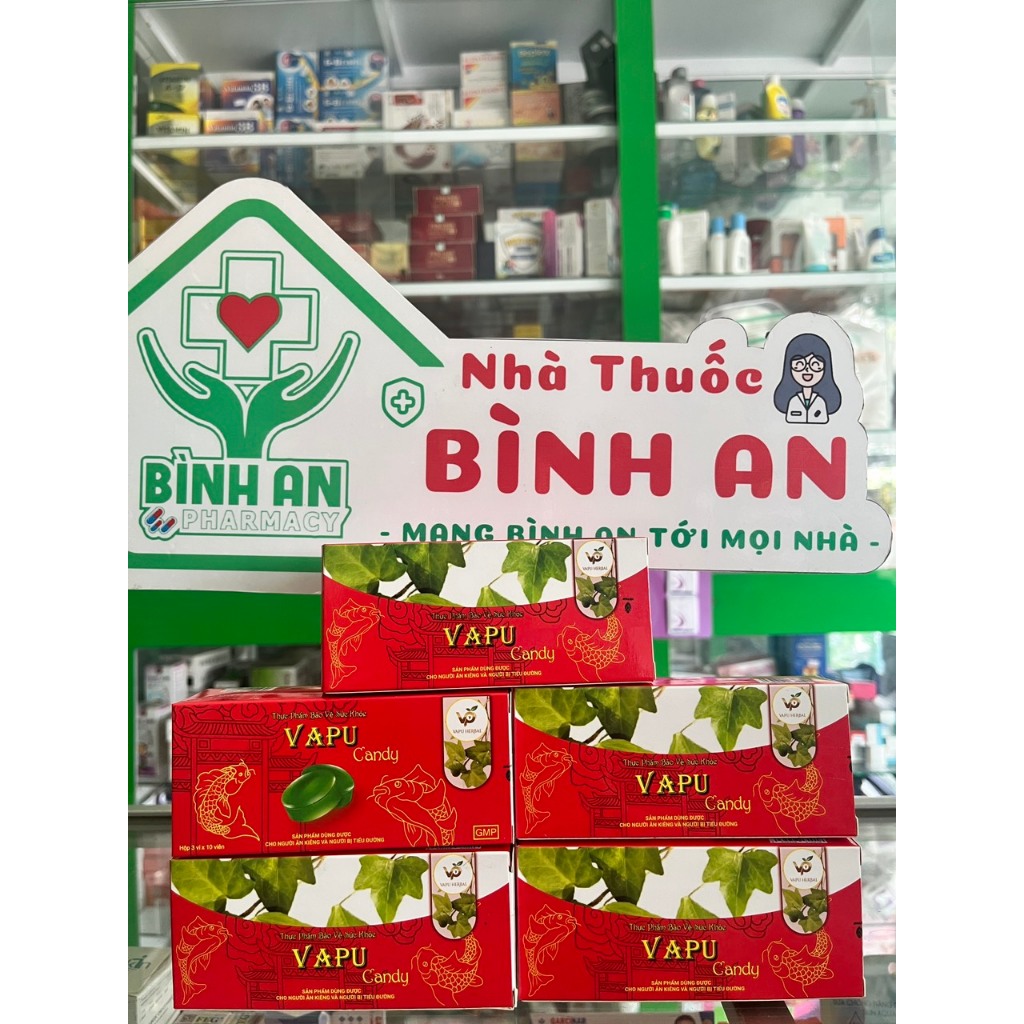 Kẹo VAPU - Giảm Ho, Đau Họng, Dùng Cho Người Tiểu Đường, Ăn Kiên (hộp 3 vỉ × 10 viên) - NT Bình An.