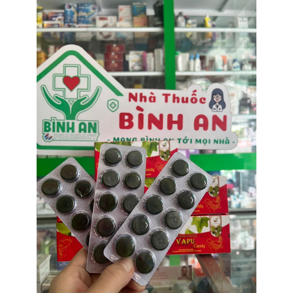 Kẹo VAPU - Giảm Ho, Đau Họng, Dùng Cho Người Tiểu Đường, Ăn Kiên (hộp 3 vỉ × 10 viên) - NT Bình An.