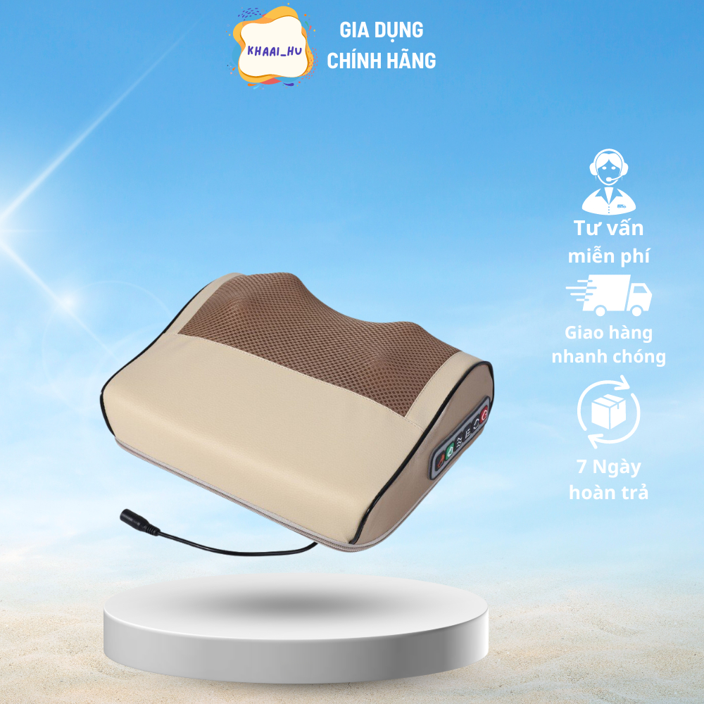 Gối Massage Cổ Vai Gáy - Gối Massage Hồng Ngoại 20 Bi Xoay Kết Hợp Chườm Nóng Cao Cấp ( didooglt )