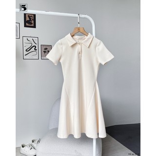 Đầm nữ Twentyfive dáng ngắn xòe ôm eo có cổ vải thun cotton co dãn DL18