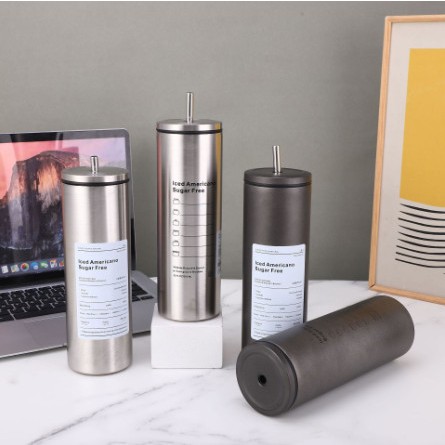 Ly Giữ Nhiệt Iced Americano Sugar Free 600ml Inox 304 Đúc Liền Khối Cao Cấp Có Nắp Đậy Kèm Ống Hút