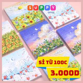 Giấy nhớ 3D Phong cảnh Giấy Note họa tiết Tranh Sơn Dầu Nghệ Thuật Suppy