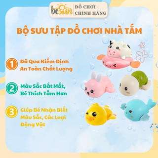 Đồ chơi nhà tắm BESUN rùa vịt cá vặn cót thả bồn bơi trong nước cho bé