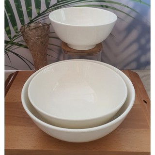 Tô bầu sứ trắng dày nhiều size, chuyên dùng quán ăn
