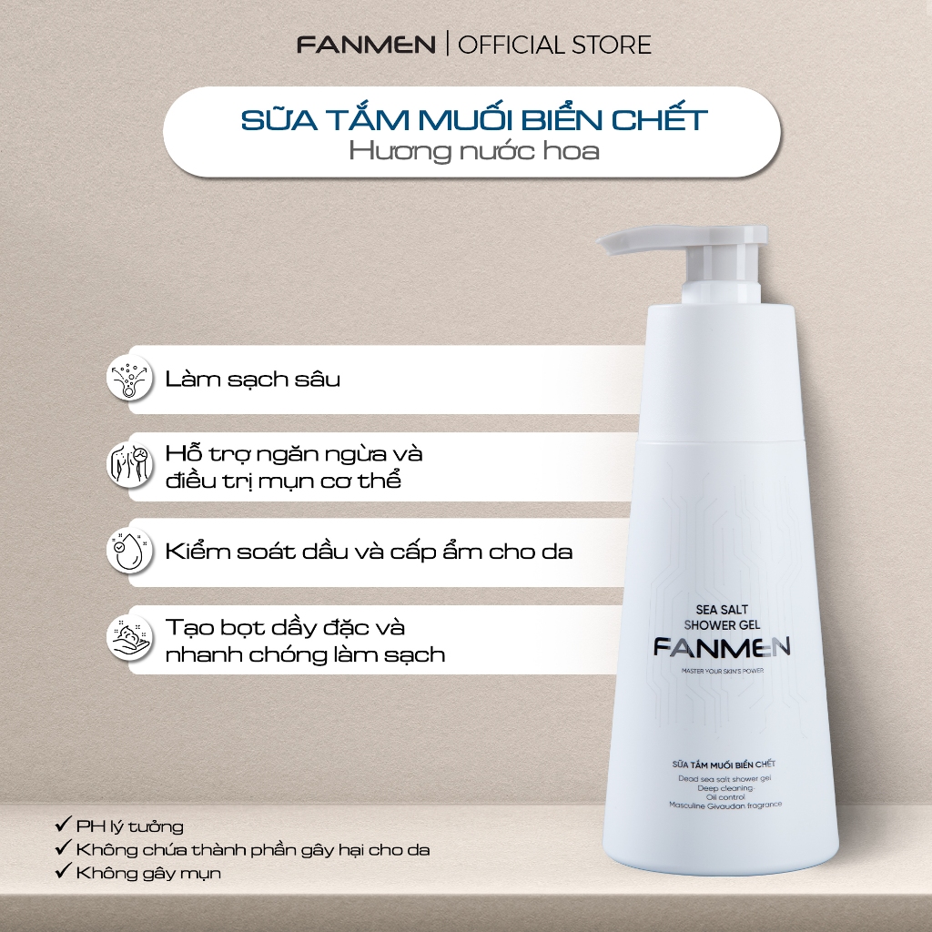 [COMBO TINH TẾ] Set Sữa Tắm Nam Và Bọt Vệ Sinh Fanmen Tinh Chất Muối Biển Làm Sạch Cơ Thể Diệt Khuẩn Khử Mùi Toàn Diện