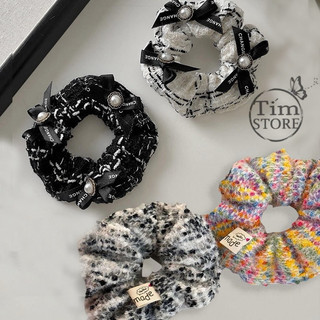 Dây cột tóc scrunchies caro nhung dày đẹp TIMSTORE  phụ kiện thời trang phong cách hàn quốc