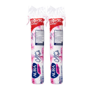 Combo 2 Bông tẩy trang Aura Cotton mềm mịn không xơ 150 miếng