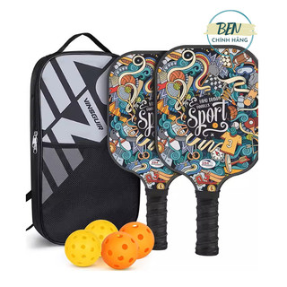 Vinsguir Bộ 2 vợt pickleball họa tiết Graffiti kèm túi và 4 bóng sợi thủy tinh tiêu chuẩn USAPA 13mm