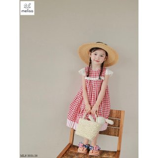 ĐẦM CARO ĐỎ PHỐI REN BÉ GÁI