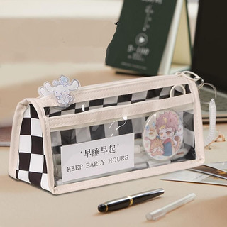 Túi bút hộp bút caro trong suốt size lớn bag u hbtcaro3