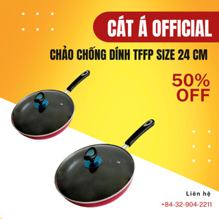 Chảo chống dính màu đỏ bằng nhôm chất lượng cao - Đường kính 24cm - An toàn cho sức khỏe, sang trọng [TFFP-525-24]