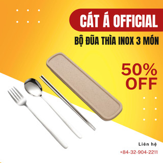 Bộ 3 MUỖNG ĐŨA NĨA INOX304 cá nhân có hộp đựng cao cấp- Hộp thìa dĩa văn phòng, du lịch tiện dụng, Màu Pastel!