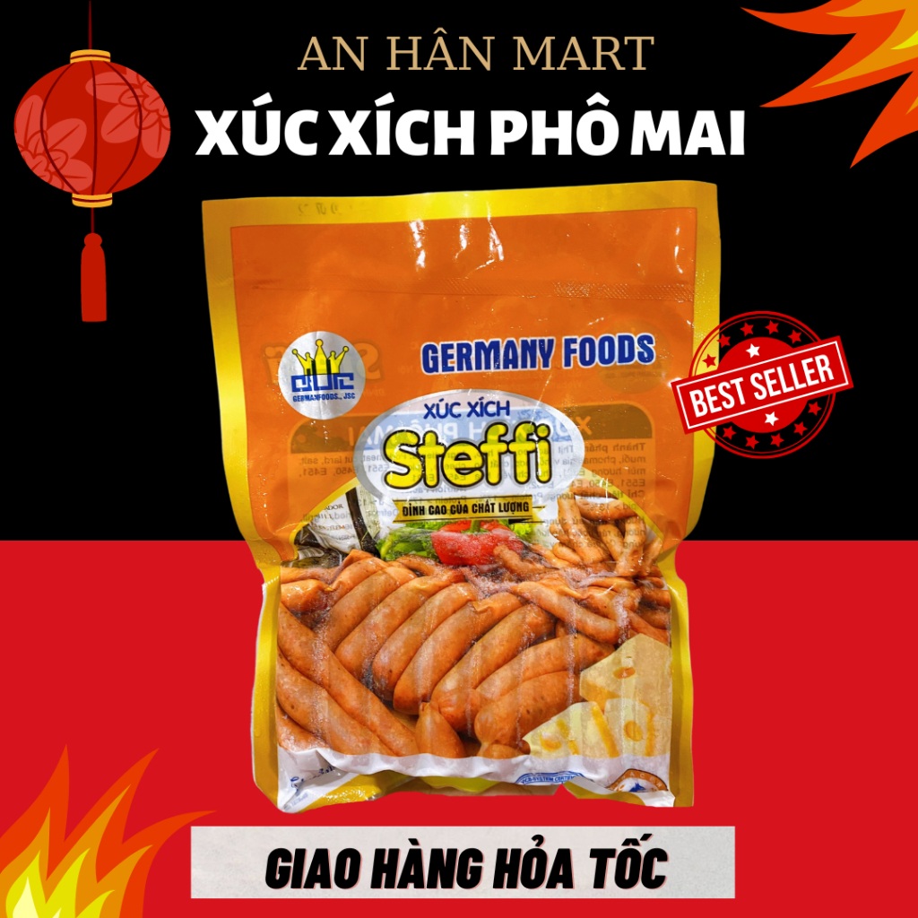 Xúc xích phô mai Steffi thả lẩu,chiên,nướng túi 250g