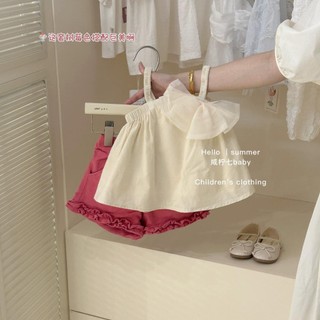 Bộ quần áo bé gái- Bộ đồ bé gái 2 dây đính nơ dễ thương cao cấp cho bé từ 8kg đến 20kg