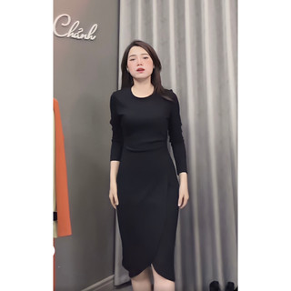 Váy Đen Cổ Tròn Tay Lửng Chất Đẹp