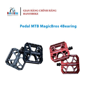 Pedal bàn đạp MTB MagicBros 4Bearing cho xe đạp màu đỏ/ đen
