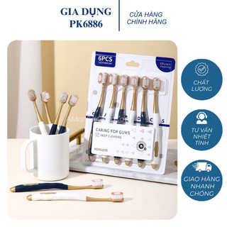 Combo 6 Bàn chải đánh răng CARING lông mềm, chải siêu êm, làm sạch sâu đánh sạch mảng bám