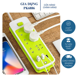 Ổ ĐIỆN ĐA NĂNG CHỐNG GIẬT xuất sứ Thái Lan 6 Ổ Cắm, 3 Cổng USB Sạc Đa Năng