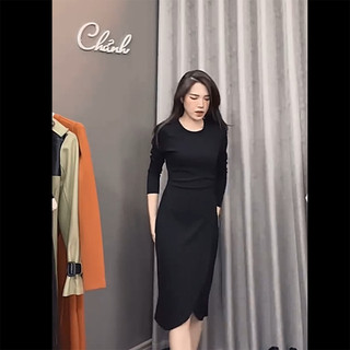 Váy Đen Cổ Tròn Tay Lửng Chất Đẹp