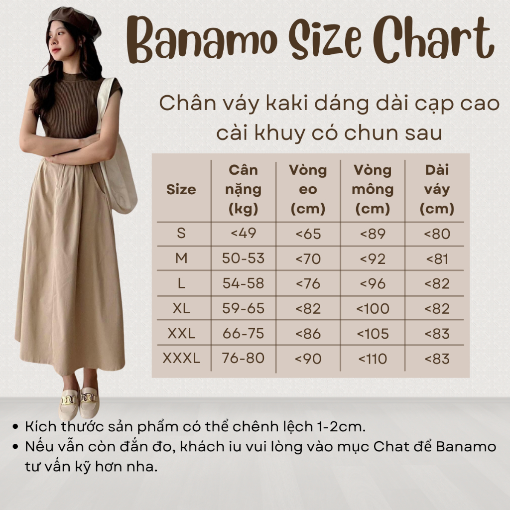 Chân váy Bigsize Banamo Fashion chân váy kaki dáng dài cạp cao cài khuy có chun sau 587 | BigBuy360 - bigbuy360.vn