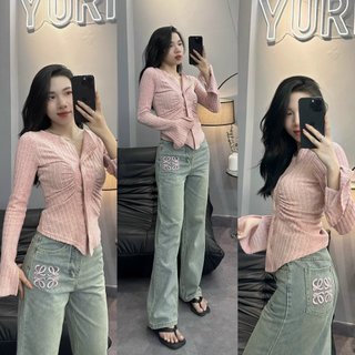 Quần Jean Nữ Ống Suông Thêu Hồng Tad Da Hồng